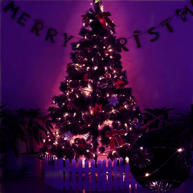 Purple Fairy Lights Battery Operated 3 Speed Modes 7Ft 20 LED Mini Fairy String Lights Christmas Waterproof Twinkle Firefly for Bedroom DIY Thanksgiving Valentine's Decor