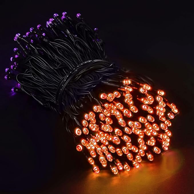 TW SHINE Halloween Lights, 200 LED 66FT Outdoor Halloween Lights Plug in with 8 Modes, Waterproof Light Outdoor, Indoor Decorations for Party Yard Haunted House Decor, Orange and Purple