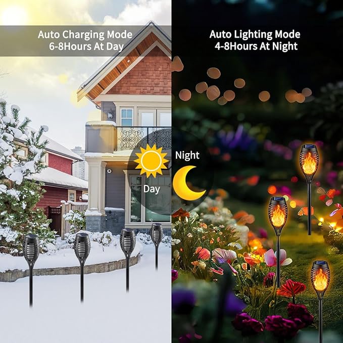 Kurifier 16Pack Solar Torch Lights, Solar Lights Outdoor Waterproof, Flickering Flame Garden Lights Solar Powered, Outdoor Solar Lights for Yard, LED Tiki Torches for Outside Pathway Yard Garden Decor