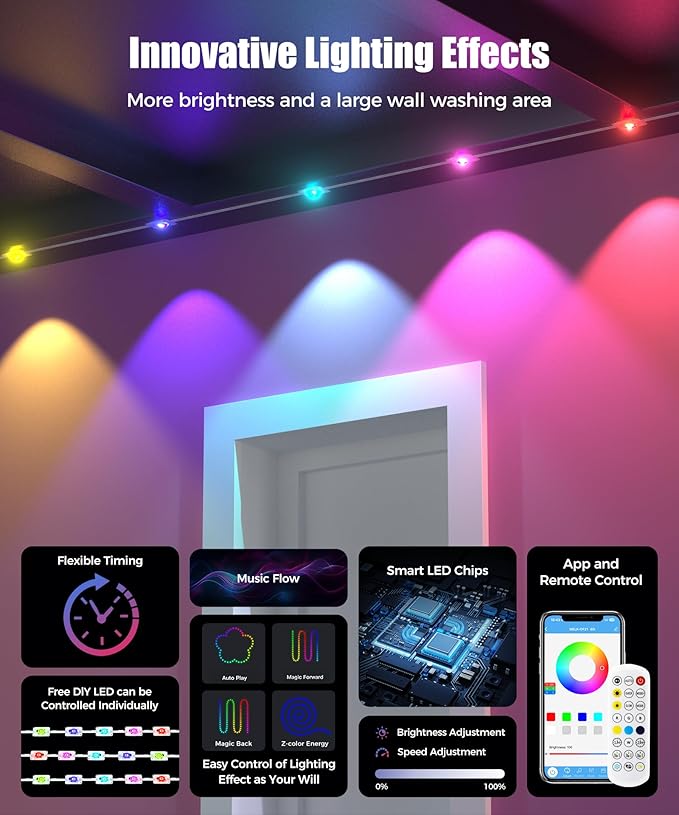 POOFZY Permanent Outdoor Lights for House,49ft RGB+IC Smart Outdoor Decor, 50 Scene Modes,App/Remote Control,IP67 Waterproof,for Christmas,Easter,Daily & Holiday Party Decor,House Roof Lighting
