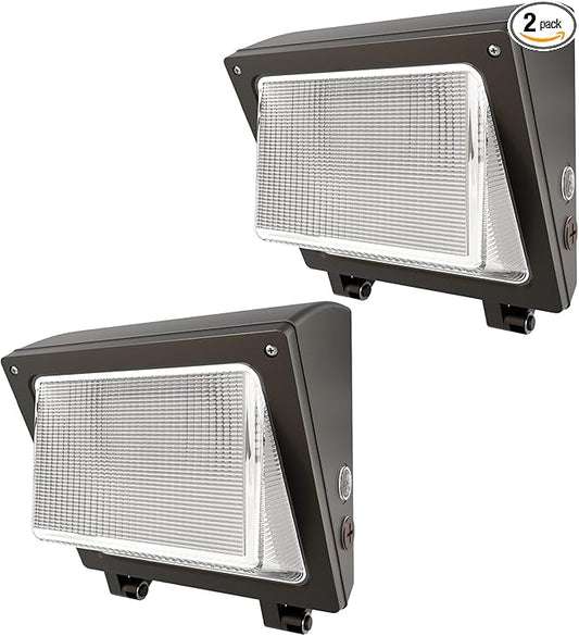 LED Wall Pack Light 75/65/50W with Dusk-to-Dawn Sensor, 11250 LM 6000/5000/4000K LED Security Flood Lighting, 120V Outdoor Wall Lights for Parking Lots|Warehouses|Factories|Yard, 2 Pack