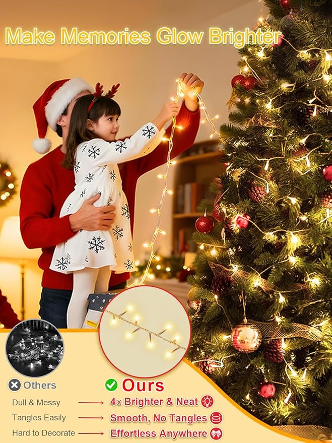 Christmas Lights with 1000 LEDs, 328FT Extra Long Plug in Fairy String Lights for Outdoor Tree and Indoor Décor, 8 Modes & Timer, IP65 Waterproof Lights for Yard Garden Decor (Warm White)