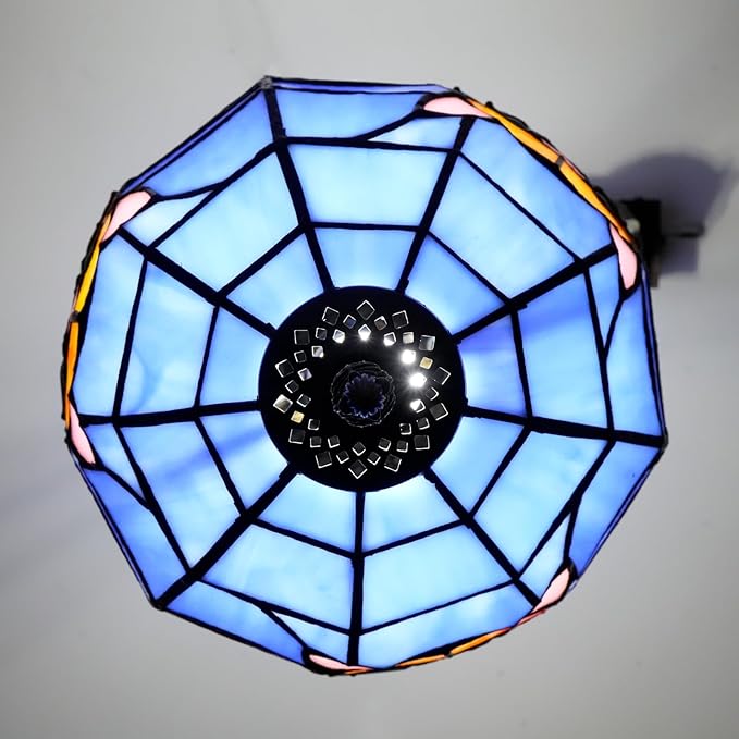 Stained Glass Table Lamp 8 Inch Orange Warm Ambient Lighting Bedroom Small Nightstand Dorm Cafe Office Corner Vintage Home Decoration Table Lamp Blue Cute Cat Lamp