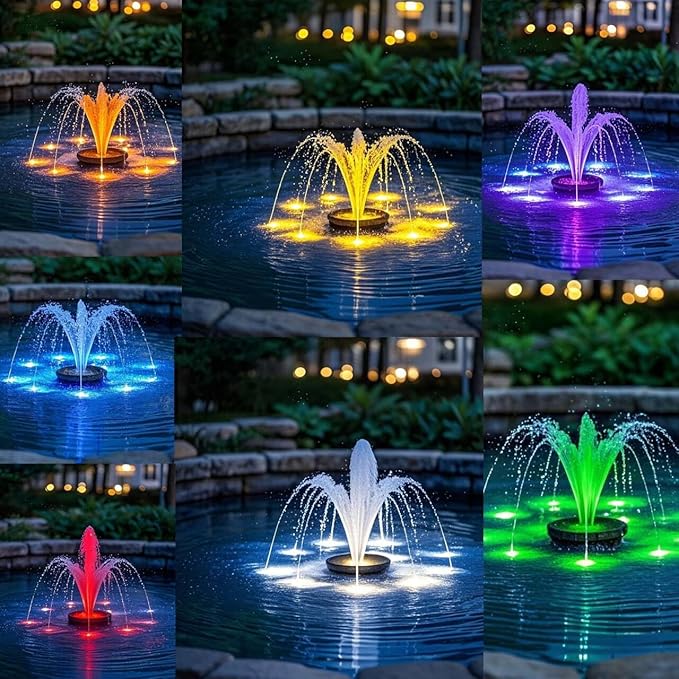 Pond Lights Outdoor Fountain Light Submersible Timer RGB Colored Underwater Waterproof Spotlights Dimmable Memory with Spiked Stand for Pond Fountain Waterfall Landscape (Set of 2)
