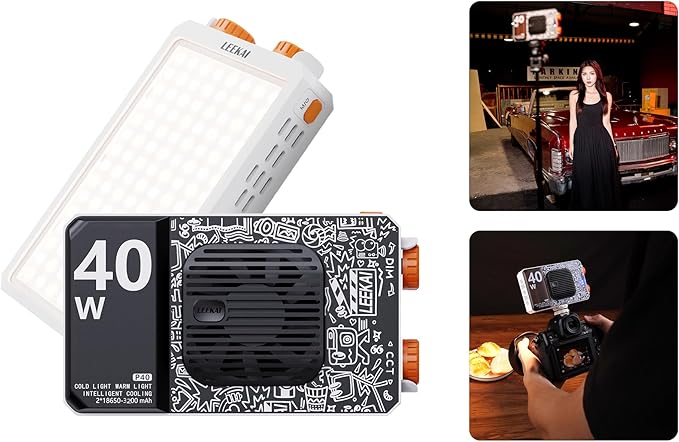 Leekai P40 6400mAh Portable LED Video Light, 40W Bi-Color 120 Beads Rechargeable Camera Light with Soft Light Cover, 2500K-9000K TLCI 95+ CRI>95 Selfie Light for Vlog Filming TikTok Live & Photography