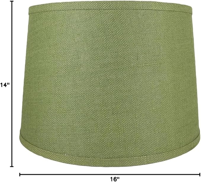 Urbanest French Drum Burlap Lampshade, 14-inch by 16-inch by 11-inch, Khaki Green