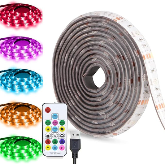 USB Powered LED Strip Light Rainbow TV Backlight 9.8FT/3M RGB Chasing Led Lights Waterproof USB Lights Strip with RF Remote TV/PC Background Bias Lighting Cuttable Strip Lights for DIY Decoration
