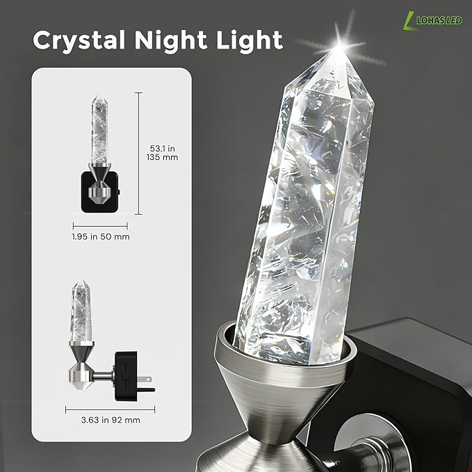 L LOHAS LED Night Light: Night Lights Plug into Wall, 2 Pack Dimmable Night Light Aesthetic Crystal, Warm Light 3000K, Dusk to Dawn Sensor, Healing Stone Decorative Nightlight for Home Living Room