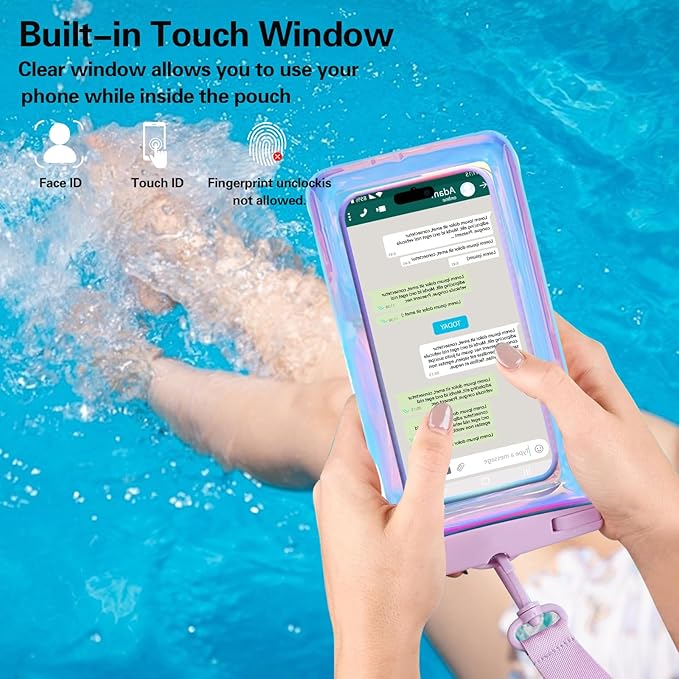 Up to 8.3" 4 Pack Iridescence Universal Waterproof Phone Pouch, Large Phone Waterproof Case Dry Bag, Protection Level: IP68, Outdoor Sports for Apple iPhone,Samsung,and More, Iridescence 4 Pack