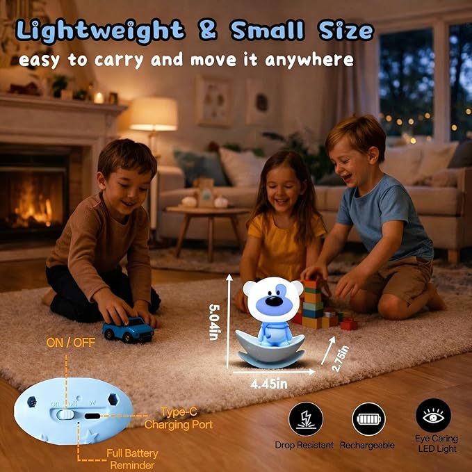 Night Lights for KidS,Rechargeable Nursery Night light,Small Lamps for Baby Nursery,Bluey Lamp Bear, Soft Warm Light,Breastfeeding,Sleep Aid,Cute Easter Gifts for Baby Toddler Kids Boys Girls