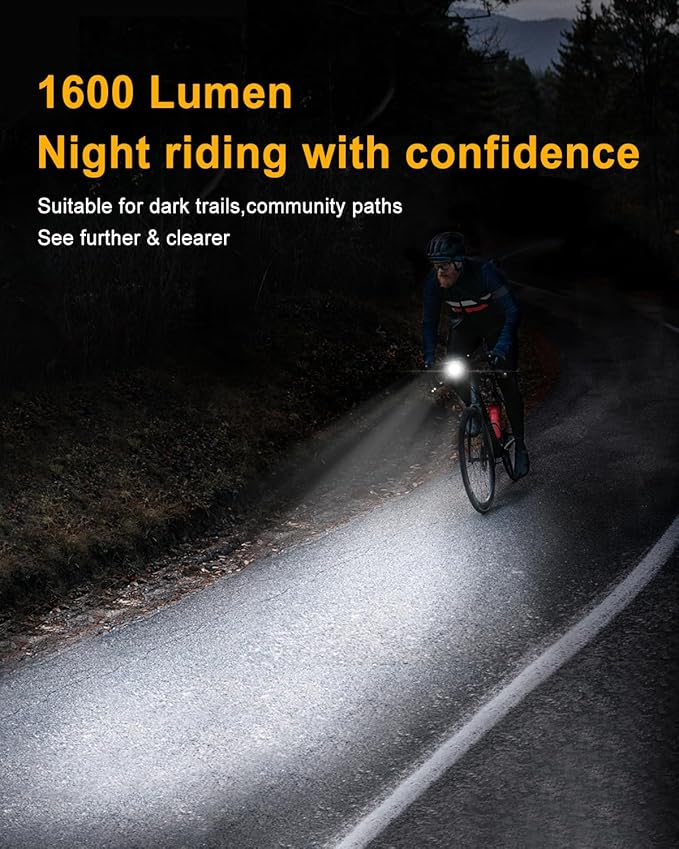 TOWILD Bike Lights for Night Riding,Compatible with Garmin/GoPro Mount,600 Lumen Bike Headlight,2000mAh Rechargeable Battery,Waterproof Bike Front Light for Commuter Cyclists-Fits All Bikes