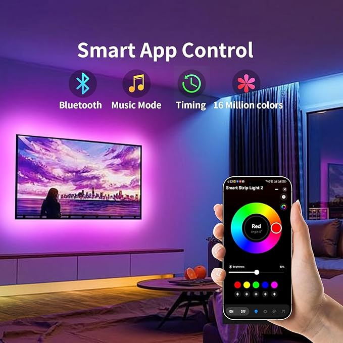 KSIPZE LED Lights for TV, 9.9ft TV led Backlight for 32-43 Inch TVs RGB TV Backlight Behind Music Sync Bluetooth APP & Button Control TV LED Strip Lights USB Powered for Bedroom/Gaming