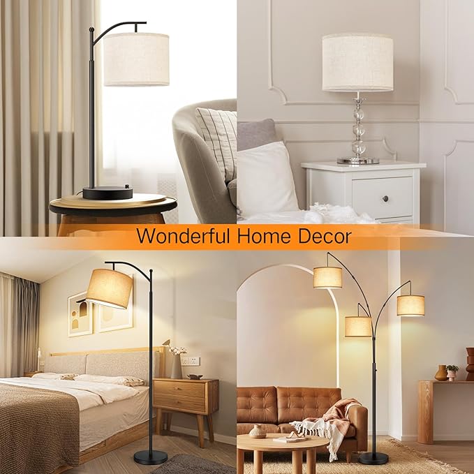 OUTON Beige Drum Lamp Shades for Floor Lamps, 13" Top x 13" Bottom x 10" High, Easy to Assemble, Replacement Linen Lampshades for Table Lamps & Bedside Lamps (1.65" Spider)