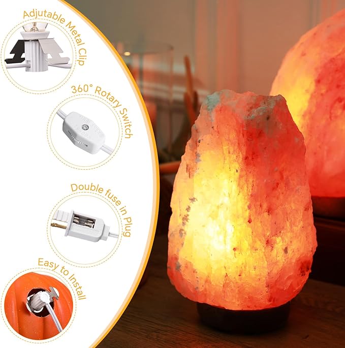 Enhon Accessory Cord with LED Light Bulb, 60.7Ft Light Clip Replacement Cord with 36 C7 Bulb Fused Switch Plug for Christmas Village Trees Blow Mold Salt Lamp Holiday Party House Decoration