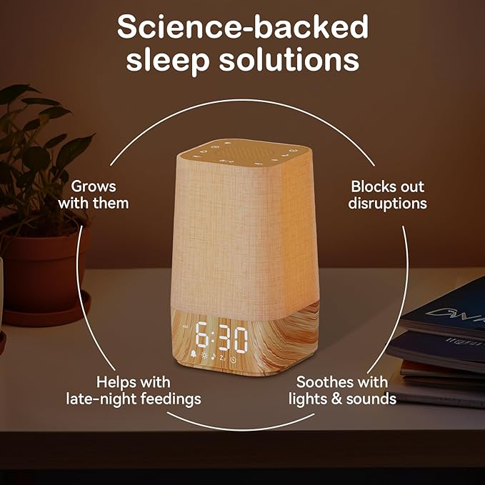 Sunrise Alarm Clock with Noise Machine: Digital Alarm Clock for Bedrooms, Nature Sounds for Gentle Wake Up, 30 Sleep Sounds, Adjustable Brightness & Volume, Timer - Wood Grain