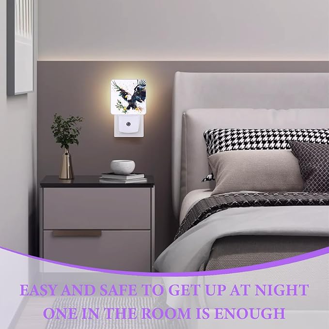 Eagle Night Light,Green Leaves Plug-in Night Lights with Dusk-to-Dawn Sensor for Bedroom,Bathroom and Living Room Sleep Friendly lamp 0.5w