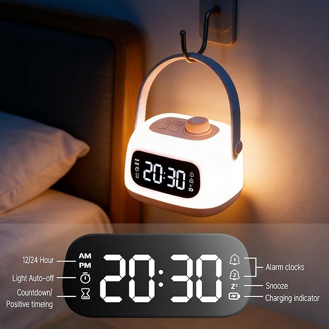 QANYI Kids Lanterns,Portable and Rechargeable Night Light for Kids Room with Dimmable and Clock Time, LED Camping Lantern Emergency Lights Hanging and Table Lamp for Home,Tent,Camp,Girls