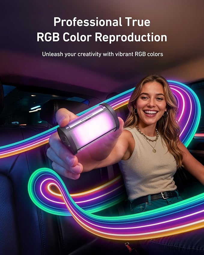 TELESIN Magnetic RGB Video Light | Cold Shoe Mount for DSLR Camera Light Photography Attachment | CRI 95 & with Soft Diffuser | Portable RGB LED Camera Light | Vlogging, Streaming, Content Creator