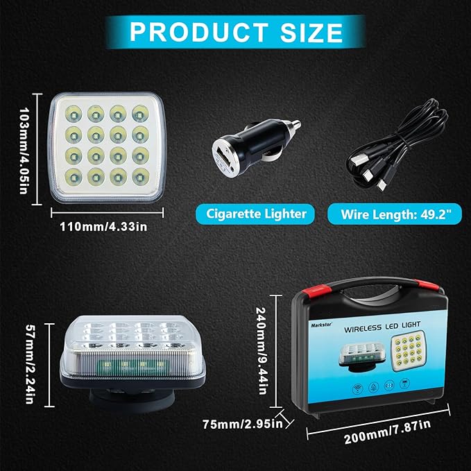 Wireless LED Road Flares for Emergency,Rechargeable Safety Flashing Lights for Vehicles,Portable Strobe Light Magnetic Emergency Strobe Light Kit for Trucks