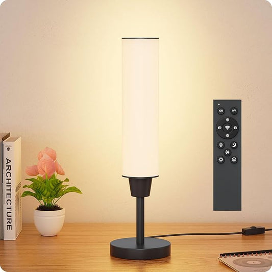 Table Lamp with Remote，Bedside Lamps for Night Stands, Nightstand Lamp with Adjustable Brightness (10%-100%) and Color Temperature (3000k-6000k),Small Lamp for Bedroom Living Room Office (black)