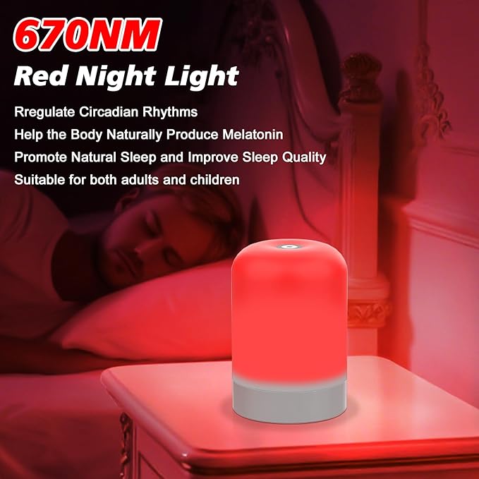 Azhien Red Light Therapy for Sleep, Red Night Light, Touch Dimmable-670NM Light Lamp for Adults & Kids, Night Lights with 670nm for Stress Relief Relaxation Travel Meditation and Yoga