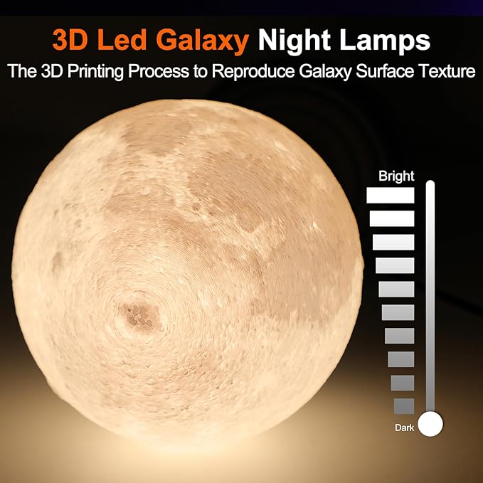 Moon Lamp LED Night Light - Dimmable Bedside Lamps Small Modern Bedroom Lamp LED Desk Light with 25 Lighting Modes 3D Printed Realistic Moon Surface - Perfect for Girls Boys Kids Birthday