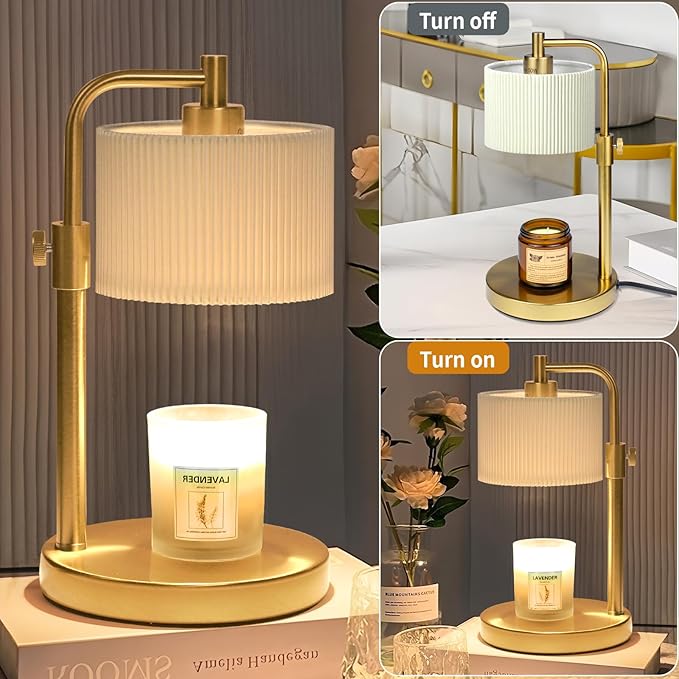 Candle Warmer Lamp, Candle Lamp Warmer with Timer Adjustable Height Wax Warmer Lamp for Jar Candles, Birthday Gifts for Women House Warming Gifts (Gold)
