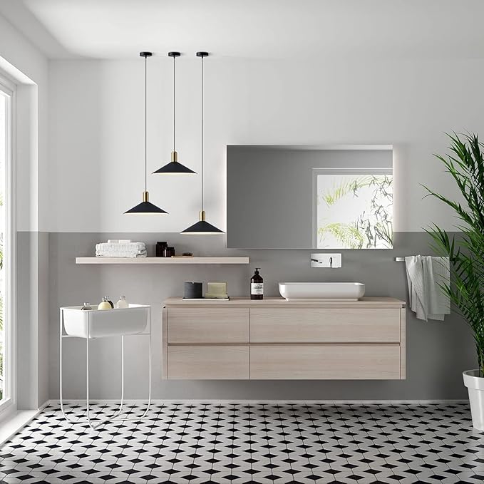 KCO Lighting Farmhouse Matte Black Barn Pendant Light 1-Light Mid Century Dome Pendant Lighting Industrial Cone Hanging Light Single Kitchen Island Light Fixture for Dining Room (Black)