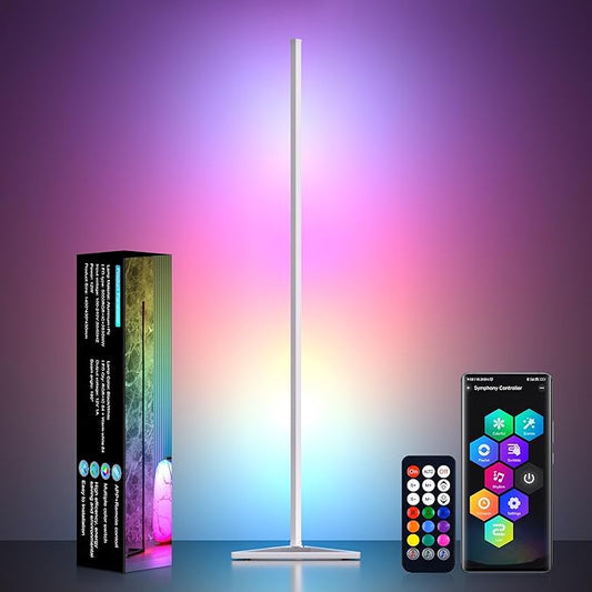 MIHEAL Corner Floor Lamp - Smart RGB LED Corner Lamp with App and Remote Control, 16 Million Colors & 68+ Scene, Music Sync, Timer Setting -for Living Rooms, Bedrooms, and Gaming Rooms