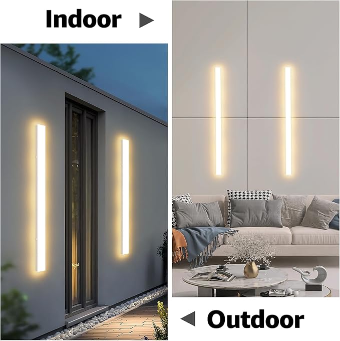 2 Pack 40inch Long Outdoor White Wall Lights 30W 3000K Modern Porch Lights Acrylic Waterproof IP65 Exterior Wall Light Fixtures for House Patio Porch Courtyard (White)