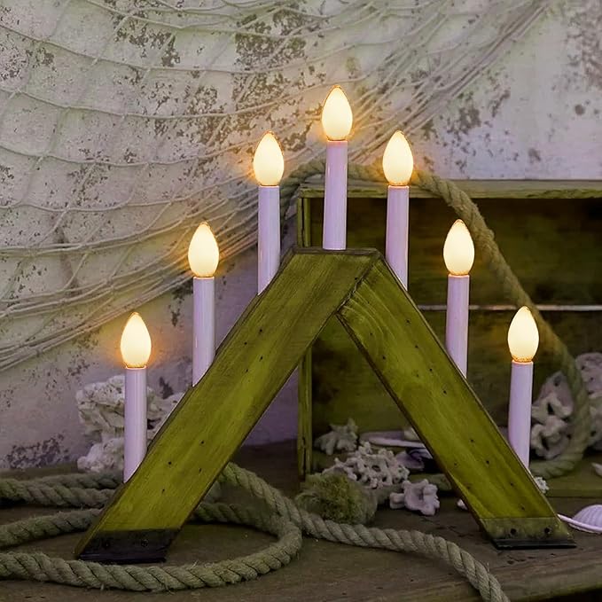 C7 Christmas Replacement Light Bulbs - C7 5W Vintage Ceramic White Bulbs, C7 E12 Candelabra Base for Christmas String Light (25 Pack)