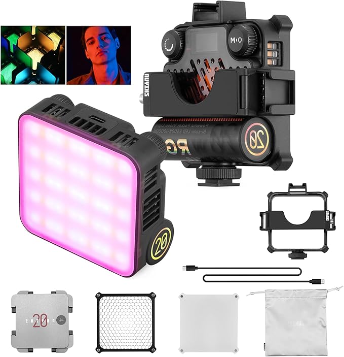 ZHIYUN FIVERAY M20C Combo RGB Video Light, 20W 2500K-10000K Portable Camera Light, HSI Mode, 16-Effects Temperature, Support Magnetic Attraction and APP Control,USB-C PD