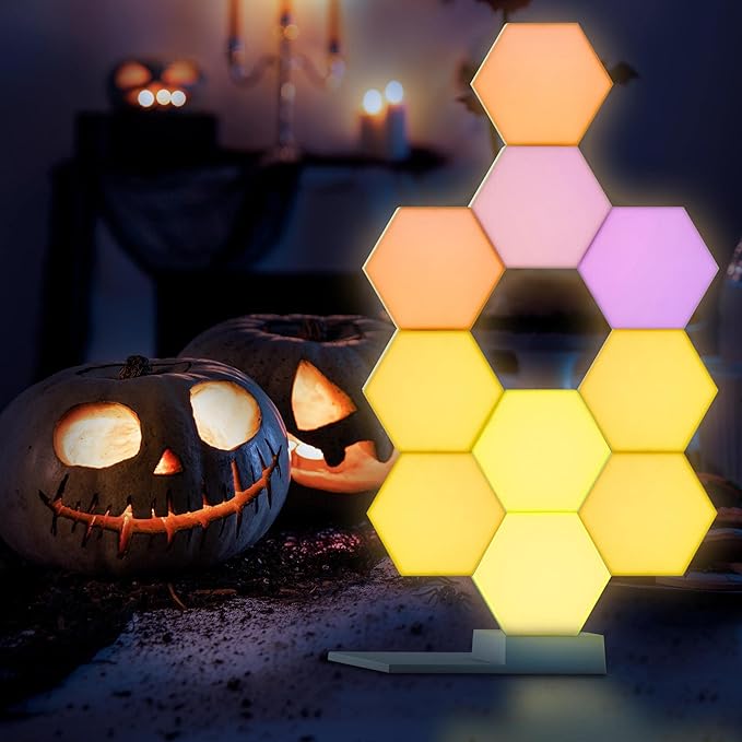 Yescom APP Control 5 Pack Smart LED Light Panels Hexagon Smarter Kit DIY Music Sync 16 Million Color Changing Compatible with Alexa & Google Assistant for Gaming Bar Party Decor