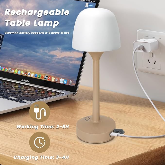 RGB Ocean Wave Projector, Rechargeable Table Lamps with Remote & Touch Control, Cordless LED Projector Light with 16 Color Changeable for Kitchen Counter Nightstand Desk Bathroom (White)
