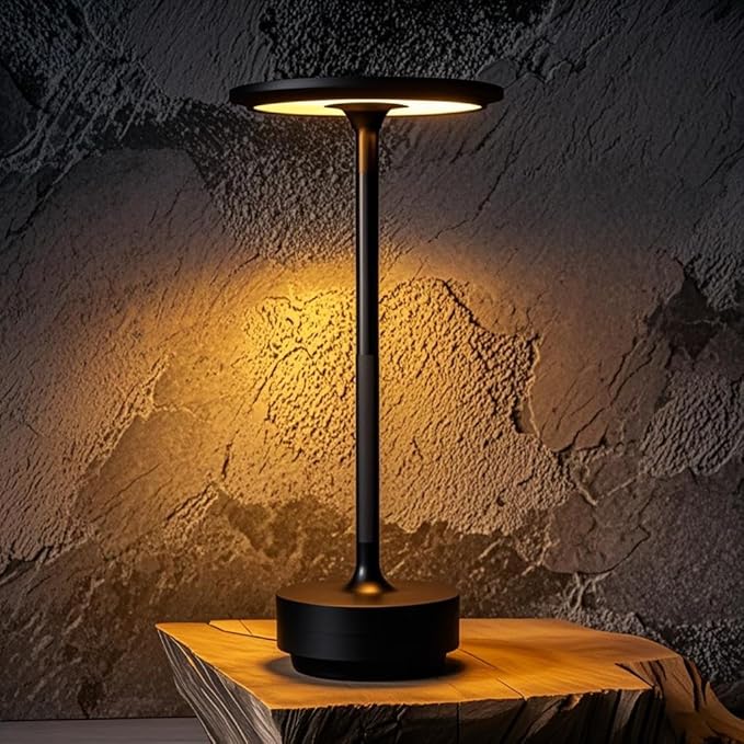 Cordless Rechargeable Table Lamps, Portable Led Ecolume Dining Table Light with Touch Control & 3 Color Dimmable, 5200mAh Battery Powered Vueeze Table Lamp for Outdoor Patio Dinner Restaurant (Black)