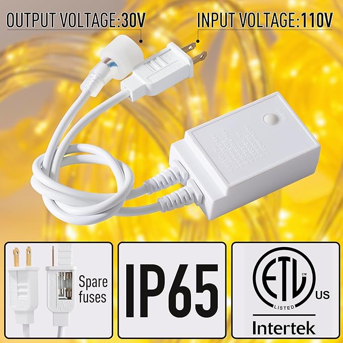 Waterproof LED Rope Lights, Connectable & Flexible with 8 Modes, Outdoor Lighting for Deck, Garden, Pool, Patio & Christmas Decor (Warm White, 20ft)