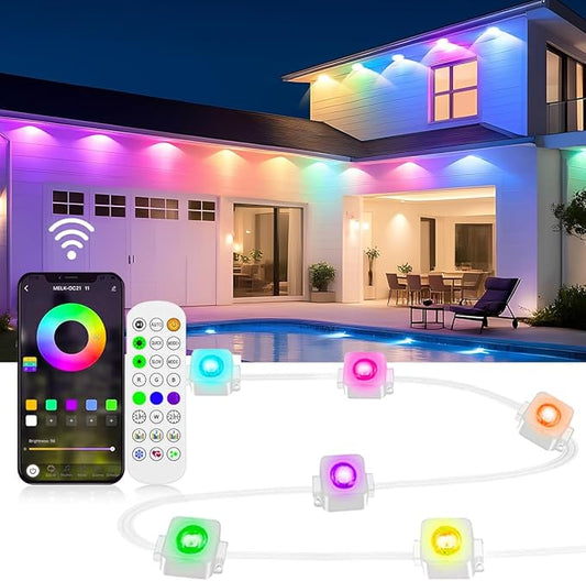Permanent Outdoor Lights, 200ft Smart RGB+IC LED Lights Outside with 16 Million DIY Colors, IP67 Waterproof Eternity Eaves Lighting for Christmas Halloween Holiday Daily Decorations