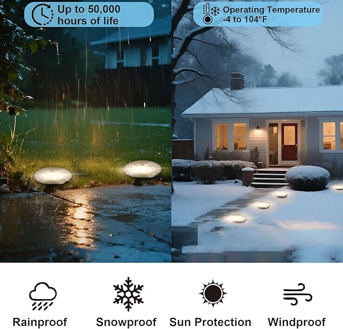 Outdoor In-Ground Lights 110V 120V,Waterproof IP67 Landscape Well Lighting,3CCT Selectable Pathway Lights for Driveway,Deck,Step,Garden,Yard (12W, Count, 4)