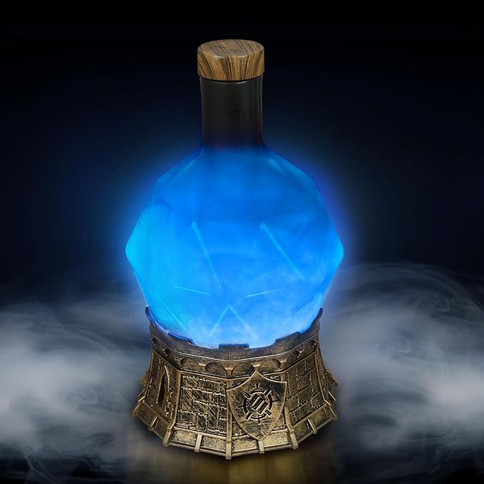 ENHANCE Gaming Sorcerer's Mana Potion Light with Swirling Mystical Brew - Potion Bottle Mood Light Prop for Tabletop Game Immersion, Playroom, Desk Decor - Soft Glowing Whirling Goblet (Blue Elixir)