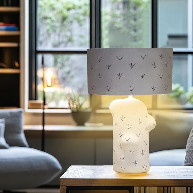Handicrafts Home Handcrafted Paper Mache Table Lamp, 13.5x20” Modern Farmhouse Accent Table Lamp, Decorative Dome Bedside Nightstand Lamp for Bedroom Living Room, Small Sculptural Desk Light, Chevron