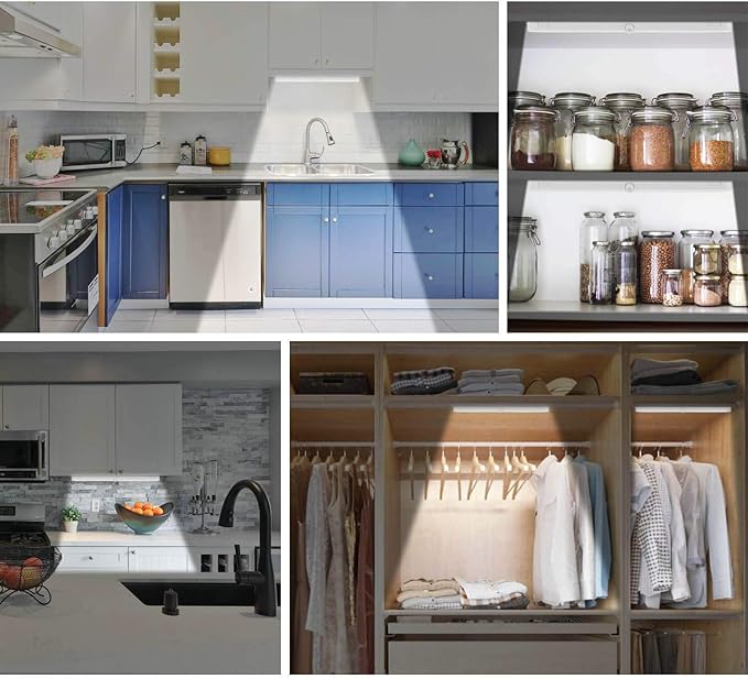 BLS T01L LED Closet Light Super Bright 20 LED Under Cabinet Lighting Battery Powered/DC Input Wireless Motion Sensing Light, Auto On Off Switch, Motion Sensor & Light Sensor, 2 Pack