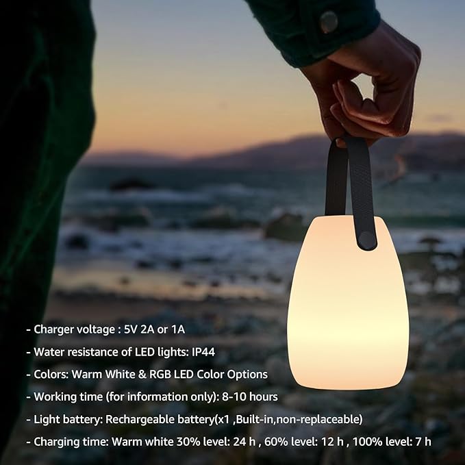 uuffoo 2 Pack Rechargeable Portable Table Lamp, Cordless RGB Lantern with Remote, Decorative LED Night Light, IP44 Waterproof Indoor Outdoor Lamp for Bedroom Patio Garden Wedding Party