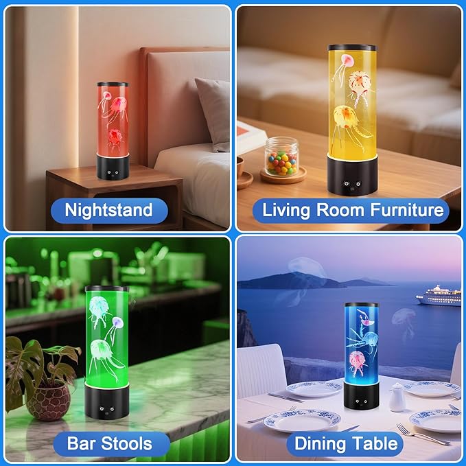 Jellyfish Lamp, Mothers Day Gifts, Table Lamp Jelly Fish Tank for Room Decor, Night Light for Relaxation and Sleep, Birthday Gifts for Women, Girls, Kids and Men