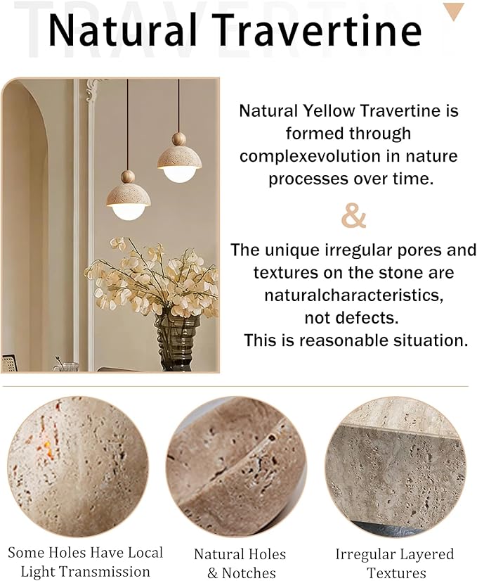 Spherical Wabi Sabi Pendant Light Natural Stone Retro Japanese Style Yellow Travertine Pendant Lighting Vintage Mini Wood Nordic Hanging Light for Kitchen Island Dining Room Bedroom Hallway Bedside