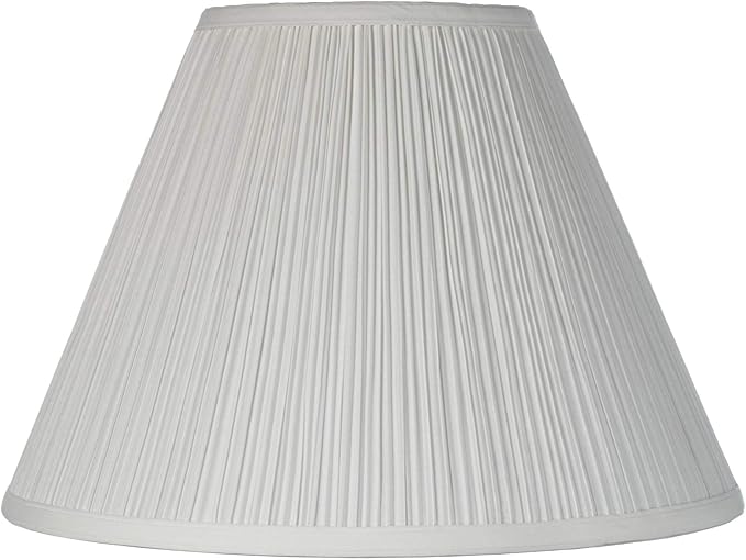 6 1/2" Top x 15" Bottom x 10 1/2" High x 11" Slant Lamp Shade Replacement Large White Empire Mushroom Round Traditional Linen Pleated Spider Harp Finial - Springcrest