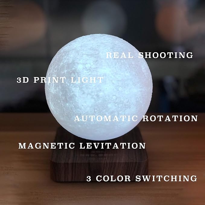 ACEDOAMARE Night Light Moon Light Magnetic Floating Planet Lamp Interior 3D Print LED Bedside Nursing Creative Gift Table Lamp (15cm Mercury)