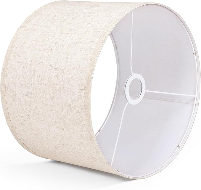 OUTON Drum Lamp Shades for Floor Lamps, 12" Top x 12" Bottom x 9" High, Easy to Assemble, Replacement Linen Lampshades for Table Lamps & Bedside Lamps (1.65" Spider)