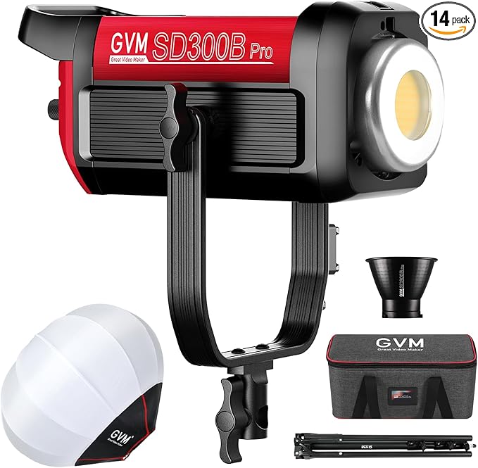 GVM 300W Photography Lighting Bi-Color Video Light with Bowens Mount Lantern Softbox and Stand CRI 97+ CCT 2700K~6800K 12 Lighting Scenes App Control Studio Lights for Photography