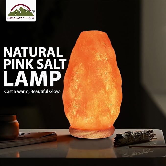 Natural Himalayan Pink Salt Lamp, Crystal Salt Lamp Night Light with Real Wood Base, (ELT Certified) Dimmer Switch – Perfect Holiday Gift | 7-11 LBS