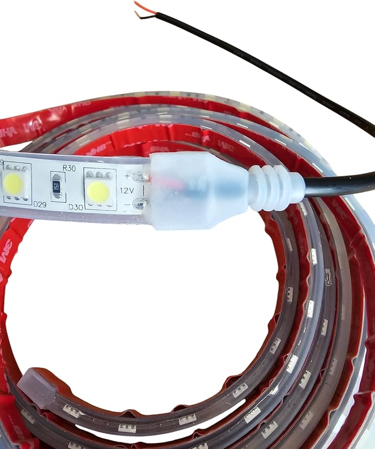 IP68 White 8FT Marine LED Strip Lights | Marine Submersible LED Light Strip | Boat LED Strip Light 12V Waterproof | Waterproof Led Lights | Under Gunnel Lights